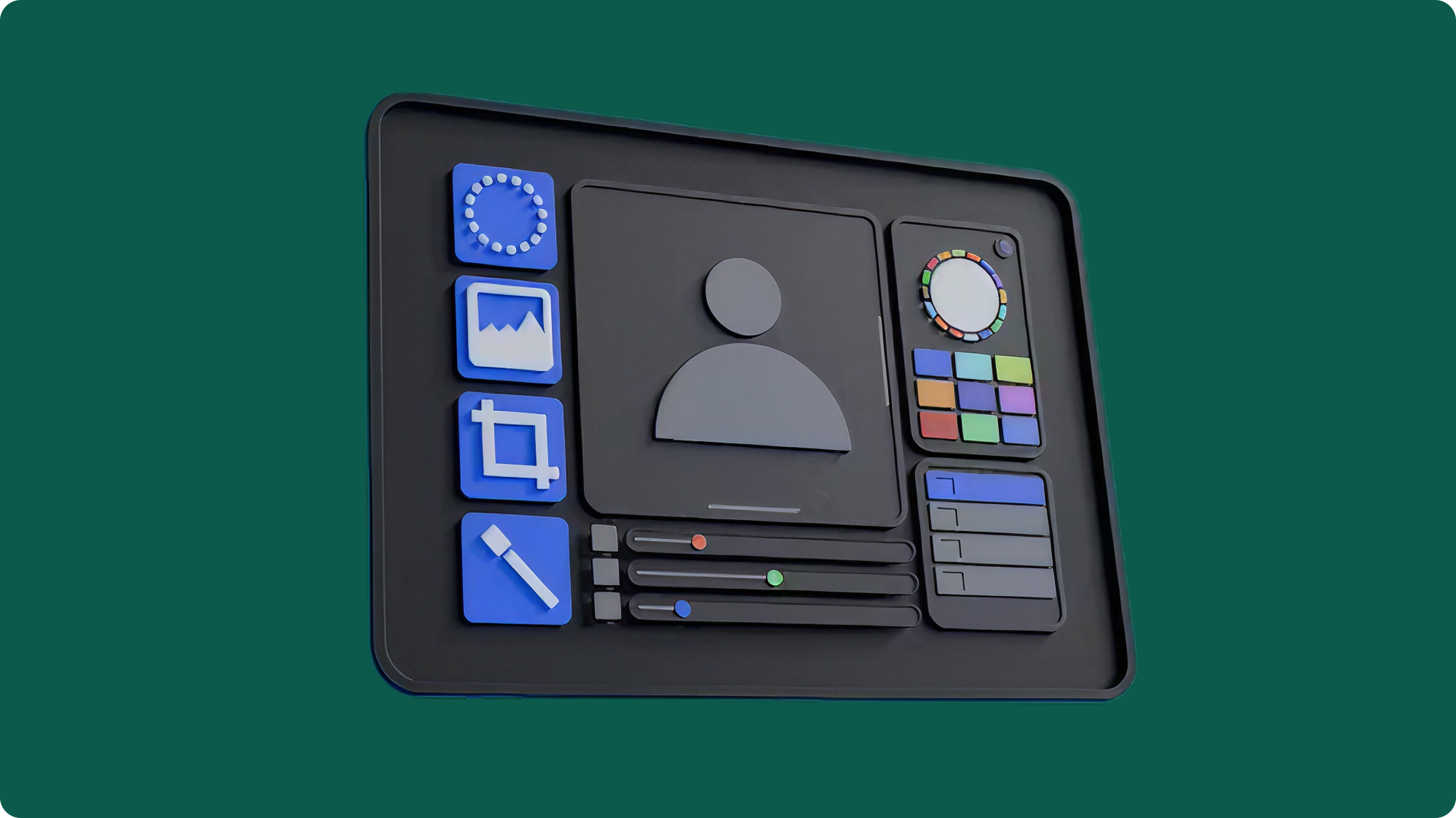 Diseño con un fondo tecnológico y una ilustración de un asistente virtual interactuando con un usuario.