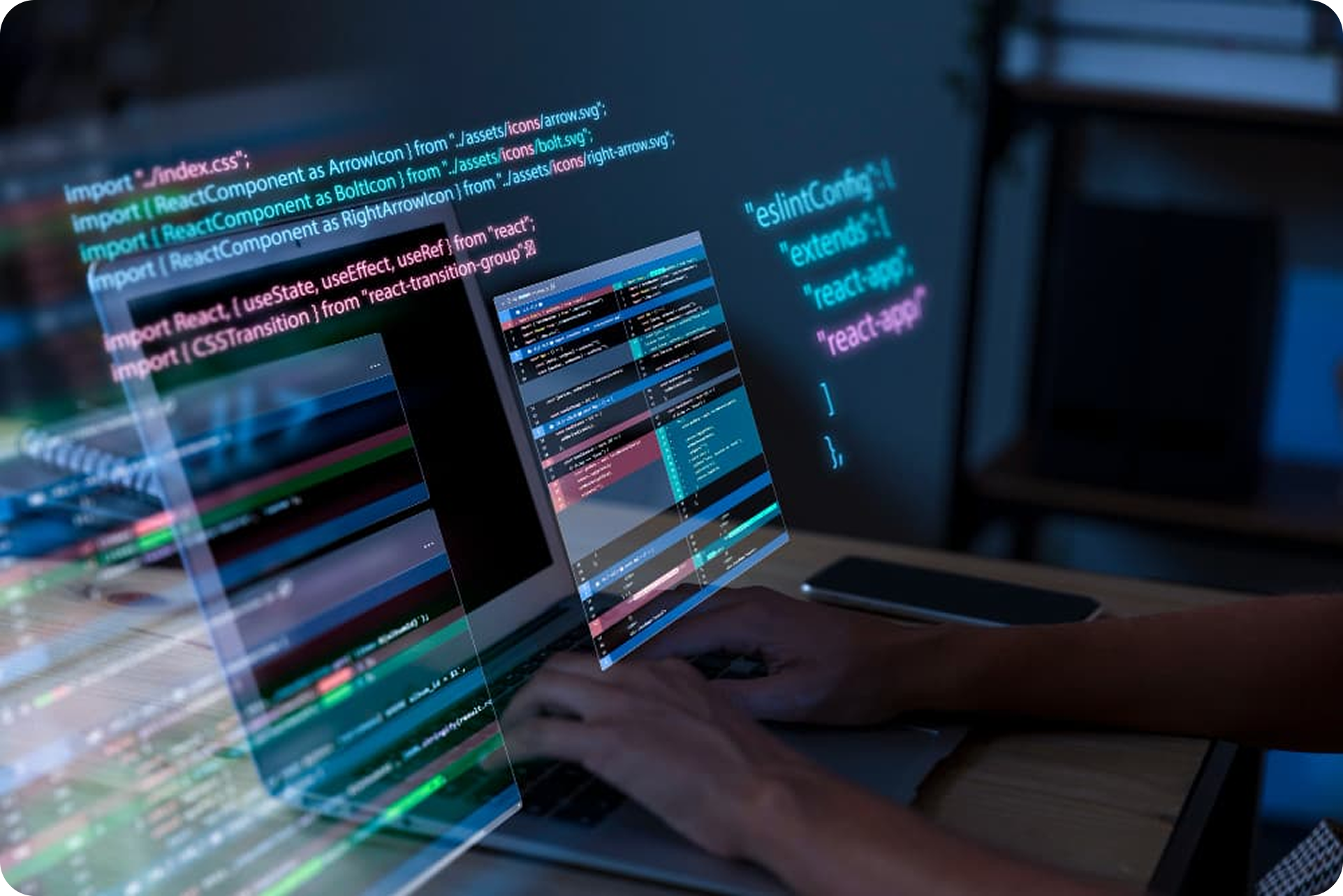 Algunas líneas de código Javascript en una pantalla 1