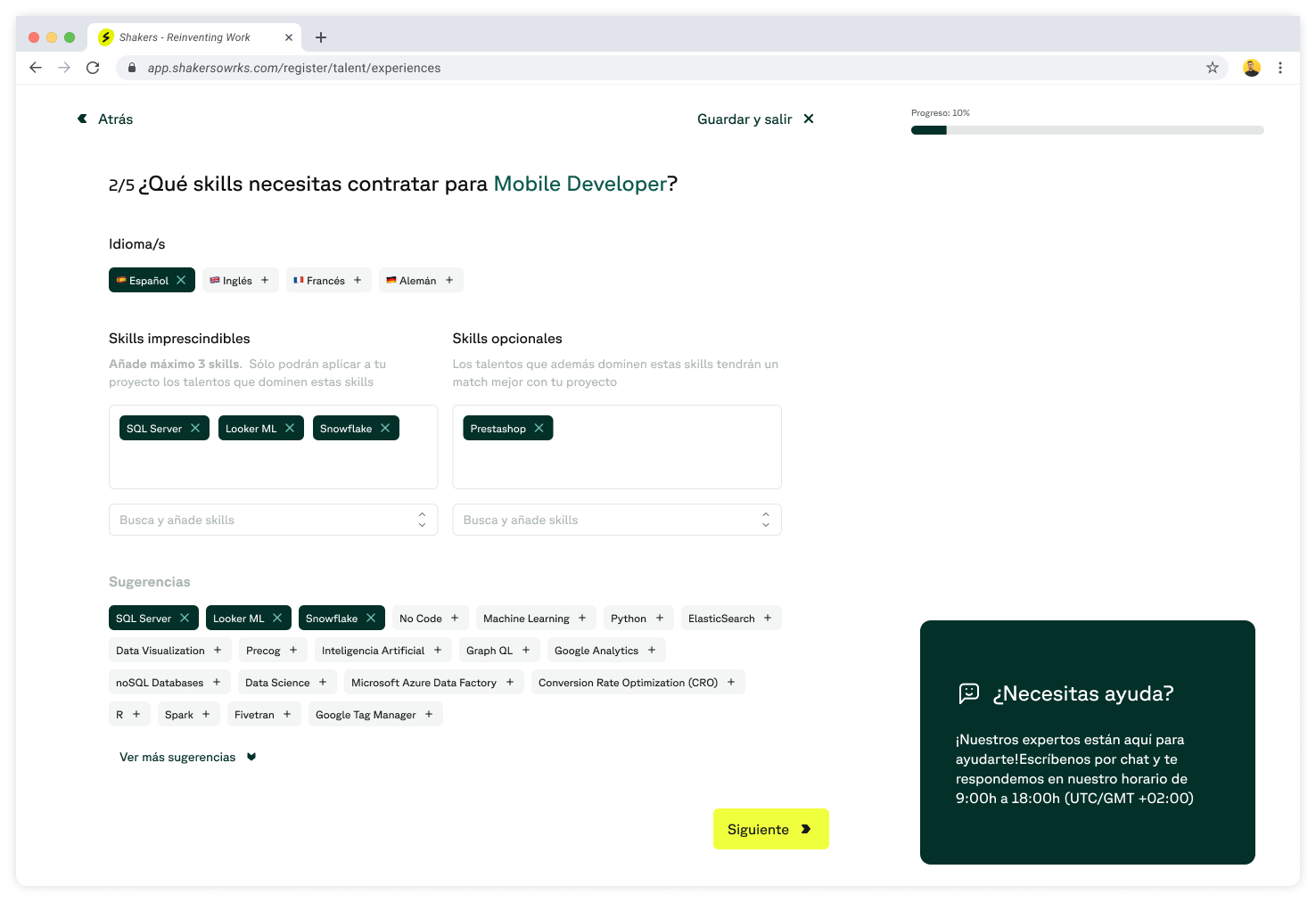 Paso 2 - skills necesarias
