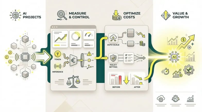 AI FinOps y Margen Operativo: Controla el coste de tokens e inferencia LLM a escala - Infografía