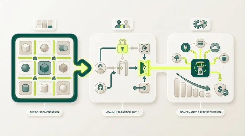 Arquitectura Zero Trust: Implementación de Microsegmentación y MFA - Infografía