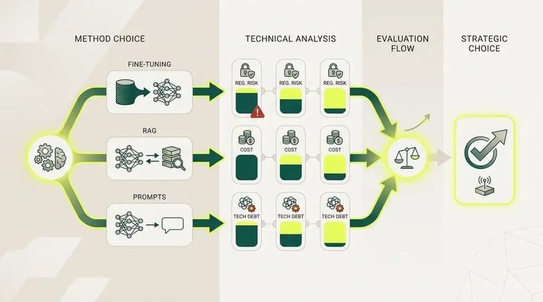 Fine tuning LLM en B2B: árbol de decisión RAG vs fine-tuning vs híbrido